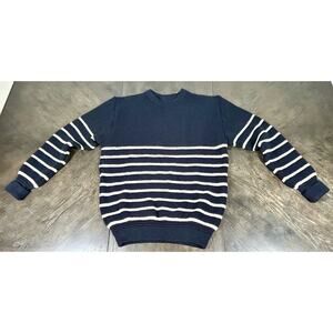 Heimat Signal Sweater Ink / Seashell Mariner Striped 100% Virgin Wool Men's XXL
